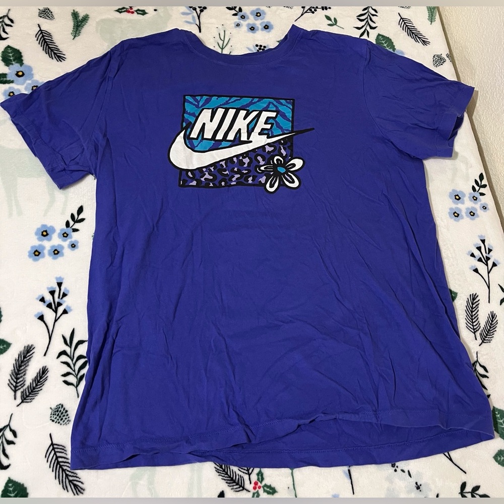 The Nike Tee, purple flower graphic tee